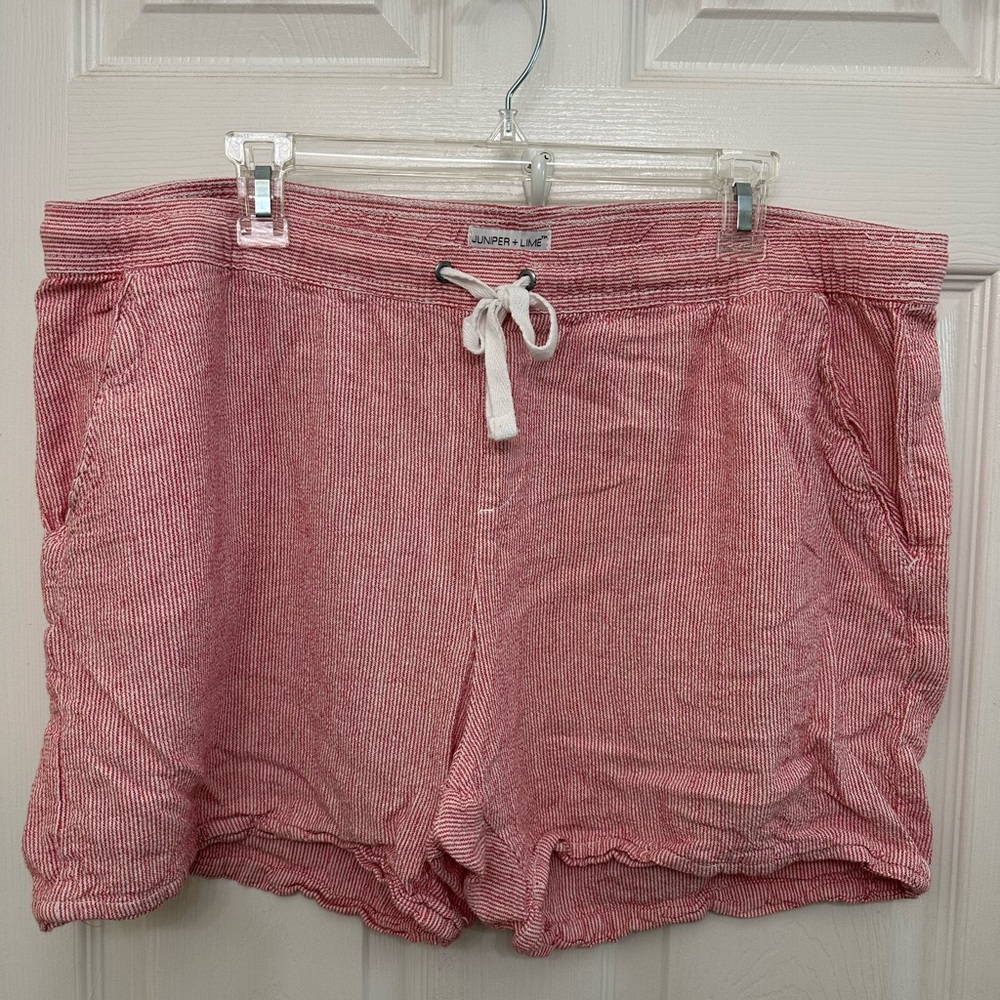 Juniper & Lime ,Linen blend ,Red Striped Drawstring Shorts size XL